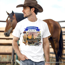 Load image into Gallery viewer, Artistic Pennsylvania State Themes and Landmarks T-Shirt, Tee for History and Travel Lovers