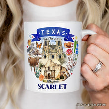 Carregar imagem no visualizador da galeria, Artistic Texas State Themes and Landmarks Personalized Mug With Custom Name