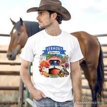 Carregar imagem no visualizador da galeria, Artistic Vermont State Themes and Landmarks T-Shirt, Tee for History and Travel Lovers