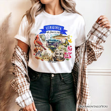 Cargar imagen en el visor de la galería, Artistic Virginia State Themes and Landmarks T-Shirt, Tee for History and Travel Lovers