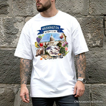 Carregar imagem no visualizador da galeria, Artistic Washington State Themes and Landmarks T-Shirt, Tee for History and Travel Lovers