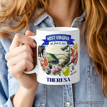 Cargar imagen en el visor de la galería, Artistic West Virginia State Themes and Landmarks Personalized Mug With Custom Name