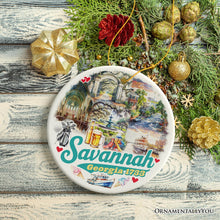 Cargar imagen en el visor de la galería, Artistically Scenic Savannah Ornament, Georgia Historical City and Nature Christmas Ornament