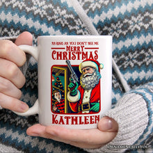 Carregar imagem no visualizador da galeria, Bad Retro Santa Christmas Personalized Mug, Holiday Humor Gift with Custom Name