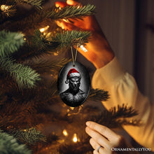 Load image into Gallery viewer, Beastly Werewolf with Santa Hat Ornament, Frightening Holiday Keepsake for Spooky Tree