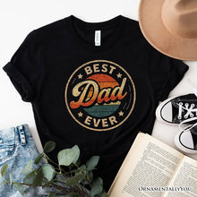 Load image into Gallery viewer, Best Dad Ever Retro Sunset T-Shirt, Black Vintage Fathers Gift Tee