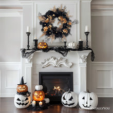 Load image into Gallery viewer, Black and Bronze Elegantly Goth 20" Wreath, Premium Gold Door Decoration with Floral Orchids