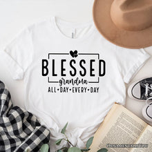 Load image into Gallery viewer, Blessed Grandma T-Shirt, All Day Every Day White and Black Tee for Faithful Grandmothers