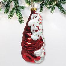 Carregar imagem no visualizador da galeria, Candy Cane Gnome Glass Christmas Ornament