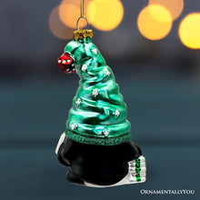 Cargar imagen en el visor de la galería, Casino Poker Gnome Glass Ornament, Cute Christmas Gambler