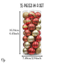 Cargar imagen en el visor de la galería, Charming Set of 35 Red and Gold Color Ornament Baubles, Christmas Tree Set