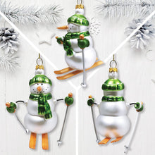 Cargar imagen en el visor de la galería, Classic Winter Snowman Set of 4 Glass Christmas Ornaments, Nostalgic Holiday Collection Set