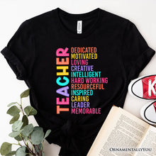 Cargar imagen en el visor de la galería, Colorful Teacher Acronym T-Shirt, Motivational Tee for Educators