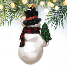 Load image into Gallery viewer, Comfy Snowman and Radiant Christmas Tree Blown Glass Holiday Ornament