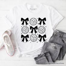 Load image into Gallery viewer, Coquette Volleyball Bows T-Shirt, Cute Athletic Sports Game Day Tee