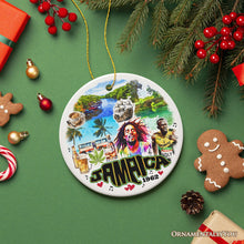 Load image into Gallery viewer, Culturally Vibrant Jamaica Ceramic Art Ornament, Artistic Caribbean Souvenir and Christmas Decor
