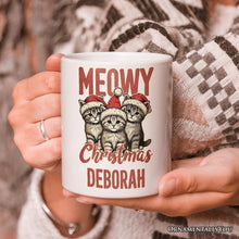Load image into Gallery viewer, Cute Meowy Christmas Personalized Mug, Baby Cat Lover Gift with Custom Name