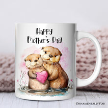 Load image into Gallery viewer, Cute Otters Mother’s Day Themed Custom Mug, Personalized Art Animal Mom and Daughter Gift