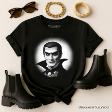 Load image into Gallery viewer, Dracula Spooky Portrait T-Shirt, Horror Villain Theme Halloween Tee