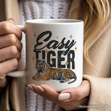Load image into Gallery viewer, Easy Tiger Personalized Mug, Vintage Wild Animal Retro Grunge Gift With Custom Name