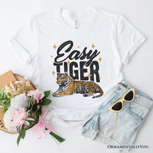 Load image into Gallery viewer, Easy Tiger Retro Grunge T-Shirt, Vintage White and Natural Tee With Wild Animal