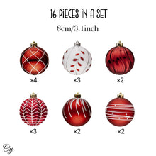 Carregar imagem no visualizador da galeria, Festive Christmas Ball Set, 16 Ornaments with Varied and Refined Red Colors Packaged