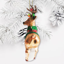 Carregar imagem no visualizador da galeria, Festive Reindeer Glass Christmas Ornament Figurine