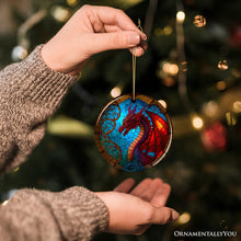 Carregar imagem no visualizador da galeria, Fierce Dragon Stained Glass Style Ceramic Ornament, Unique Goth Tree Decor