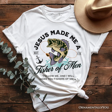 Carregar imagem no visualizador da galeria, Fisher of Men Christian T-Shirt, Matthew 4:19 Bible Verse Fisherman Tee