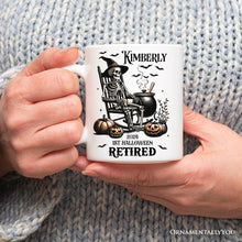 Carregar imagem no visualizador da galeria, Funny Retired Skeleton Mug, Personalized Halloween Mug Gift