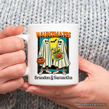 Load image into Gallery viewer, Funny Retro Ghosts Hauntmates Personalized Mug, Vintage Best Friend Halloween Gift with Custom Names