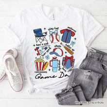 Carregar imagem no visualizador da galeria, Game Day Baseball T-Shirt, Retro White and Natural Stadium Tee for Sports Fans