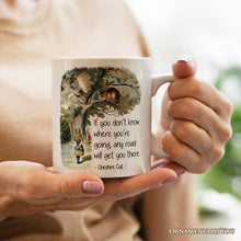 Load image into Gallery viewer, Getting Lost Cheshire Cat Quote Personalized Mug, Vintage Alice's Adventures in Wonderland