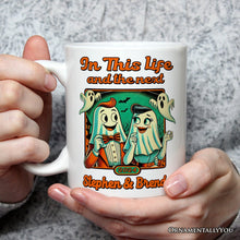 Carregar imagem no visualizador da galeria, Retro Ghost Lovers Through Next Lives, Personalized Mug, Vintage Halloween Custom Gift for Couples