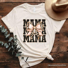 Carregar imagem no visualizador da galeria, Glitter Leopard Mama T-Shirt, Coquette Bow Tee for Glam and Trendy Mothers