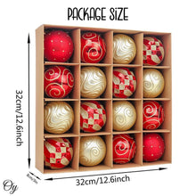 Carregar imagem no visualizador da galeria, Glittery Red and Gold Christmas Ornament Bauble Set, Elegant 16 Piece Bundle