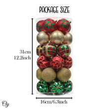 Carregar imagem no visualizador da galeria, Graceful Ornament Bundle Set, Red, 30 Green and Gold Glittered Tree Baubles