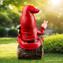 Carregar imagem no visualizador da galeria, Hippy Gnome with Guitar Garden Statue, Unique Flowers and Peace Sign