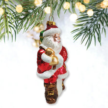 Load image into Gallery viewer, Holly Jolly Santa Claus with Gift Bag and Toys Blown Glass Christmas Ornament
