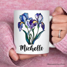 Carregar imagem no visualizador da galeria, Iris Stained Glass Personalized Mug, Beauty With Wisdom Custom Name Gift