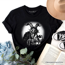 Carregar imagem no visualizador da galeria, Krampus Spooky Portrait T-Shirt, Horror Villain Theme Halloween Tee