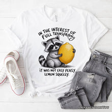 Carregar imagem no visualizador da galeria, Lemon Squeezy Raccoon T-Shirt, Funny White Tee for Sarcastic People