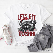 Carregar imagem no visualizador da galeria, Let's Get Trashed Christmas Raccoon T‑Shirt, Funny Tee for Feral Women