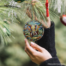 Load image into Gallery viewer, Majestic Elephant Stained Glass Style Ceramic Ornament, African Animals Christmas Gift and Decor