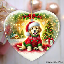 Carregar imagem no visualizador da galeria, Majestic Golden Retriever with Santa Hat Ornament, Delightful Christmas Gift and Decor