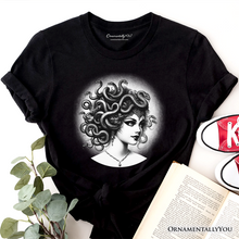 Carregar imagem no visualizador da galeria, Medusa Spooky Portrait T-Shirt, Horror Villain Theme Halloween Tee