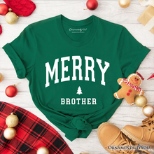 Carregar imagem no visualizador da galeria, Merry Brother Retro Christmas T-Shirt, Matching Family Holiday Tee