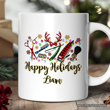 Carregar imagem no visualizador da galeria, Personalized Mug Barber Buffalo Plaid Christmas, Barbershop Gift