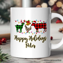 Carregar imagem no visualizador da galeria, Personalized Mug Farm Animal Buffalo Plaid Christmas, Farmhouse Gift