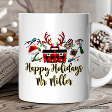 Carregar imagem no visualizador da galeria, Personalized Mug Handyman Buffalo Plaid Christmas Woodworking Gift